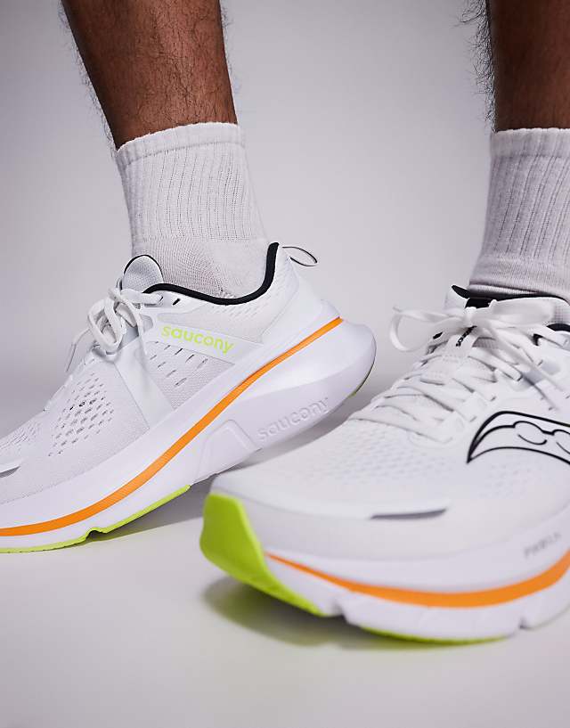 Asos Saucony Guide 18 Running Trainers In White And Peel