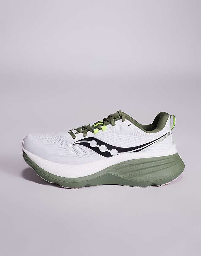 Asos Saucony Hurricane 24 Running Trainers In White And Olivine