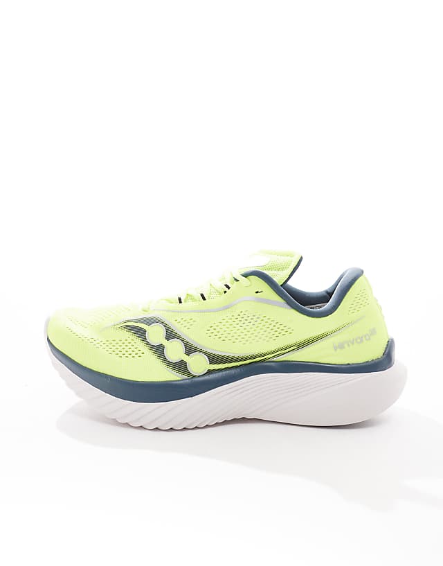Asos Saucony Kinvara 15 Neutral Running Trainers In Citron And Navy