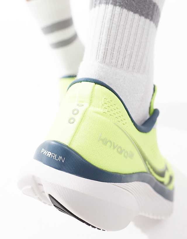 Asos Saucony Kinvara 15 Neutral Running Trainers In Citron And Navy