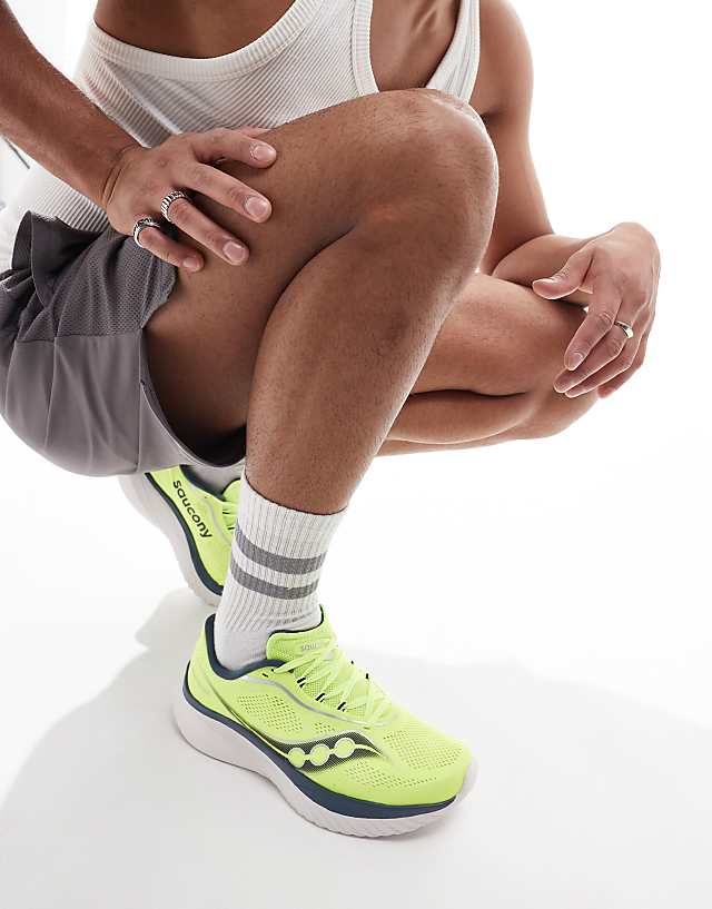 asos Saucony Kinvara 15 neutral running trainers in citron and navy