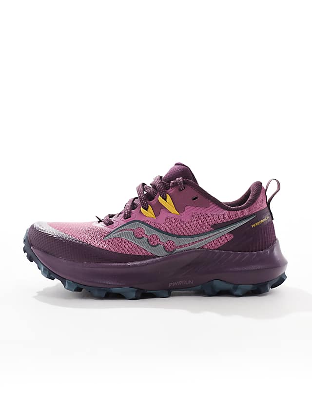 Asos Saucony Peregrine 14 Neutral Running Trainers In Plum And Eggplant