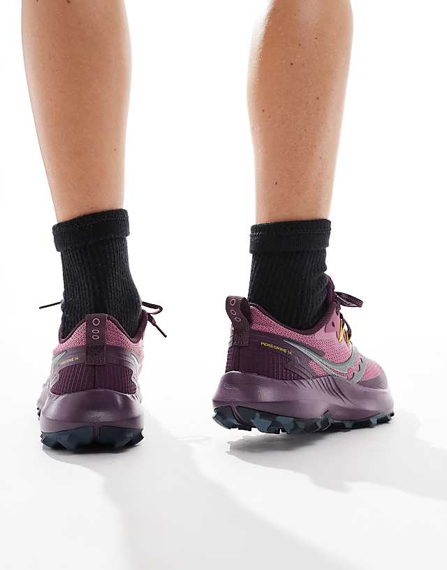 Asos Saucony Peregrine 14 Neutral Running Trainers In Plum And Eggplant