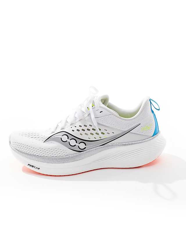Asos Saucony Ride 17 Neutral Running Trainers In White And Vizi