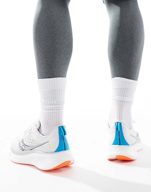 Asos Saucony Ride 17 Neutral Running Trainers In White And Vizi