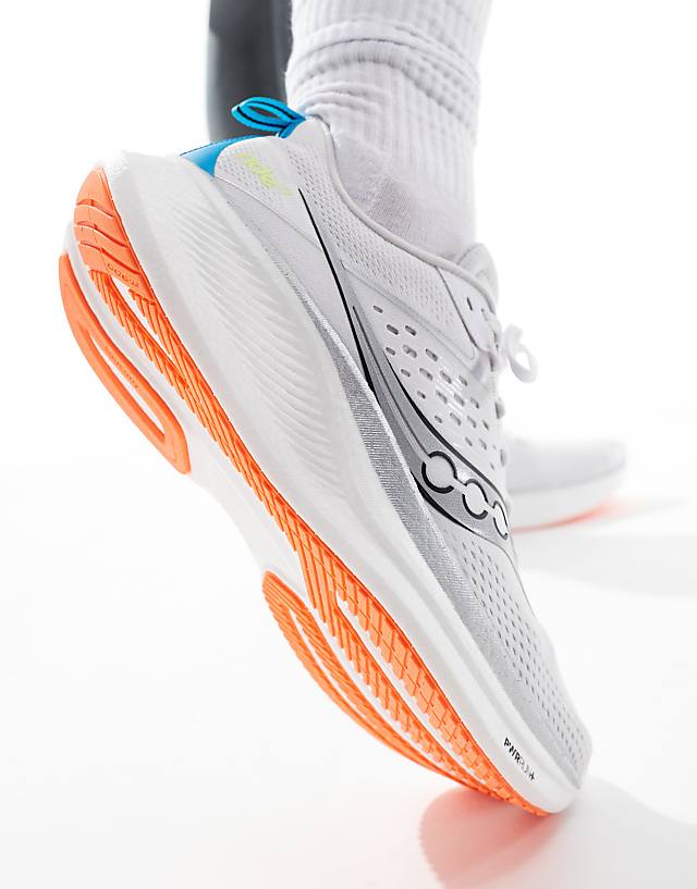 Asos Saucony Ride 17 Neutral Running Trainers In White And Vizi