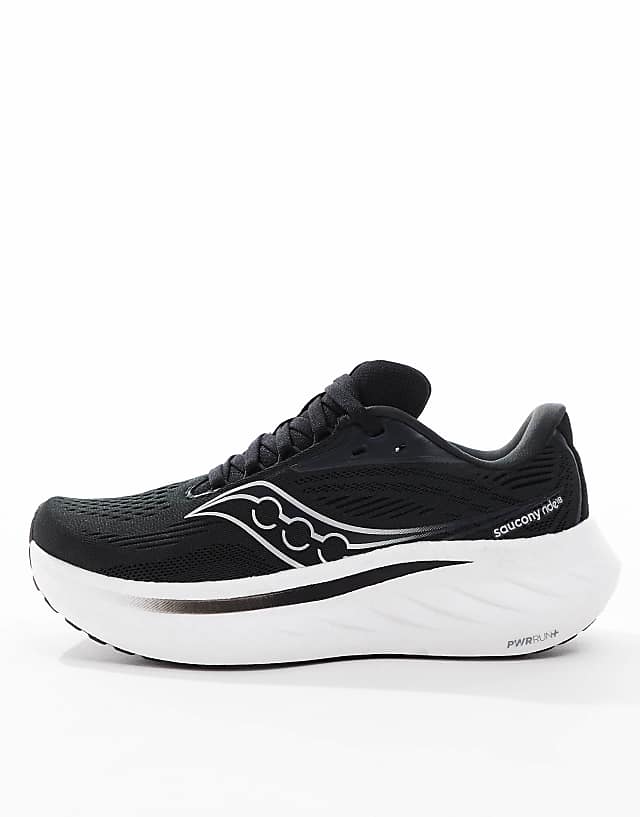 Asos Saucony Ride 18 Neutral Cushioning Trainers In Black And White