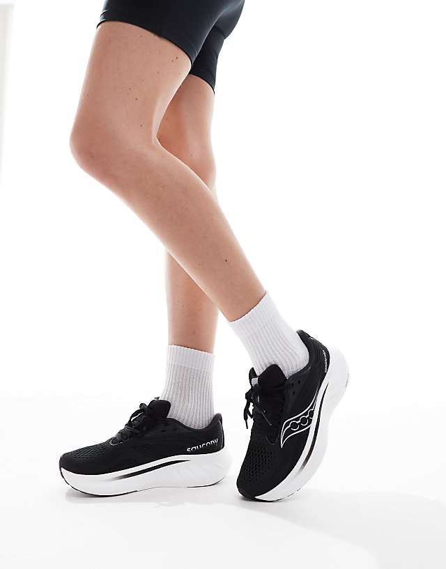 Asos Saucony Ride 18 Neutral Cushioning Trainers In Black And White