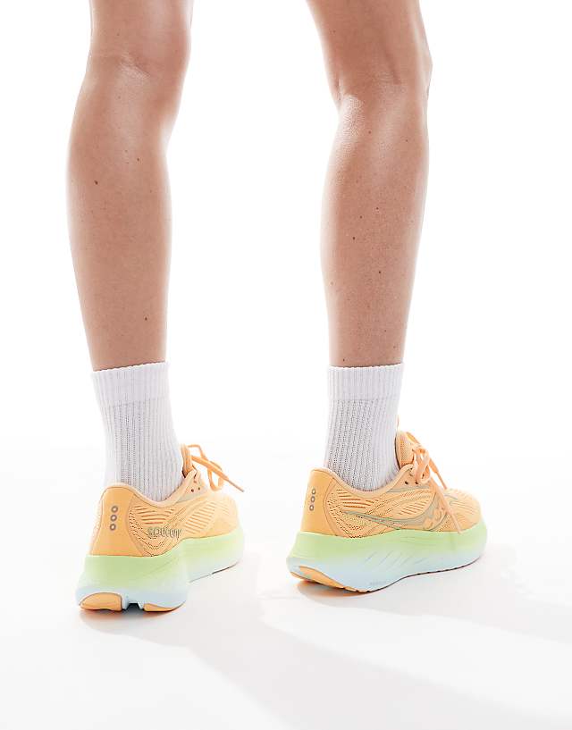 Asos Saucony Ride 18 Neutral Cushioning Trainers In Peach And Sunny