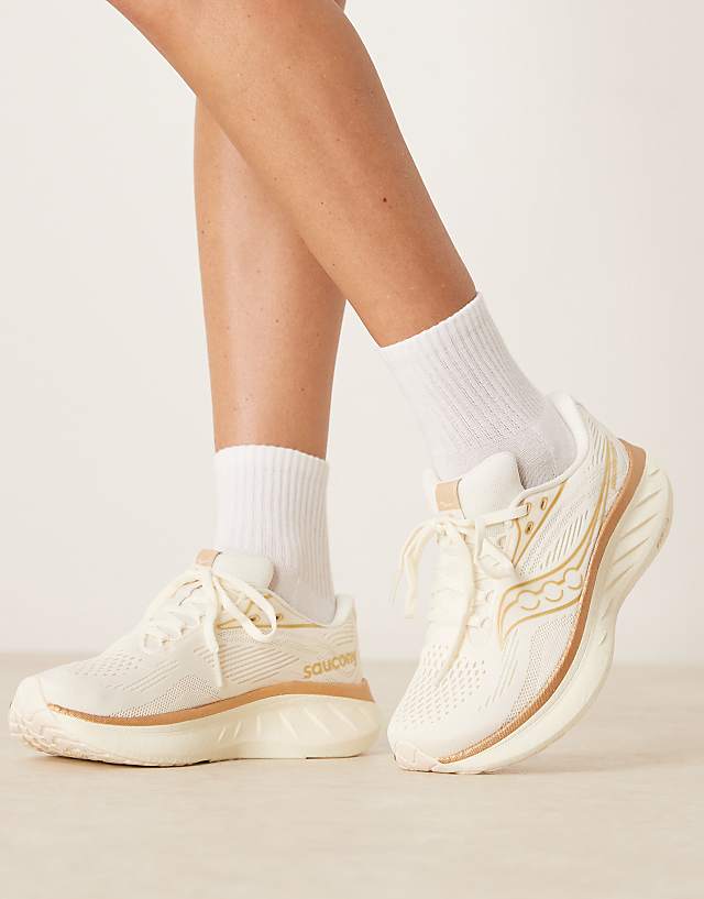 asos Saucony Ride 18 neutral cushioning trainers in vanilla