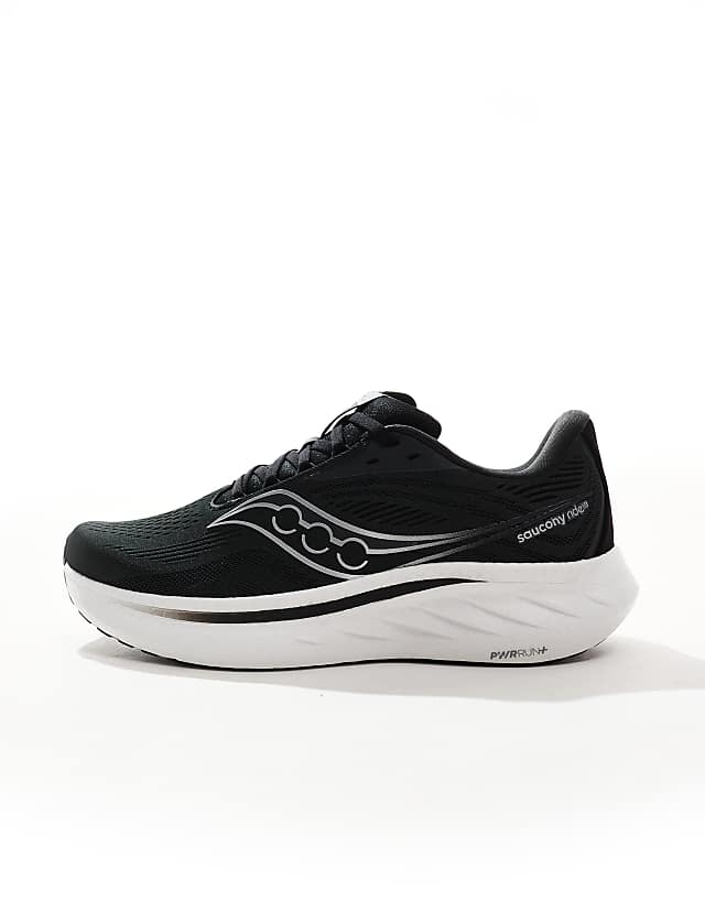 Asos Saucony Ride 18 Running Trainers In Black And White