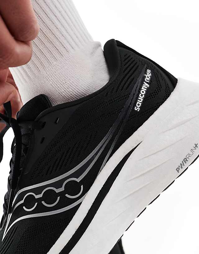 Asos Saucony Ride 18 Running Trainers In Black And White