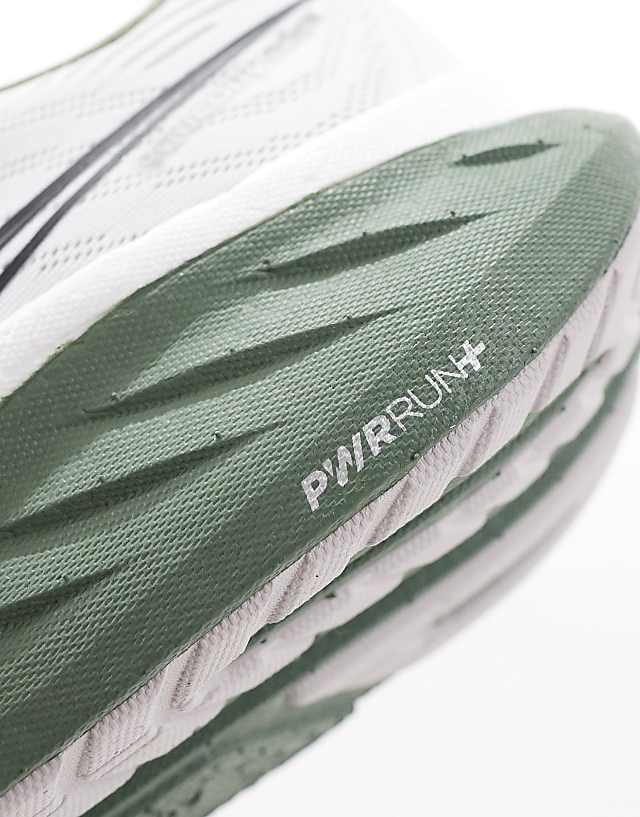 Asos Saucony Ride 18 Running Trainers In White And Olivine