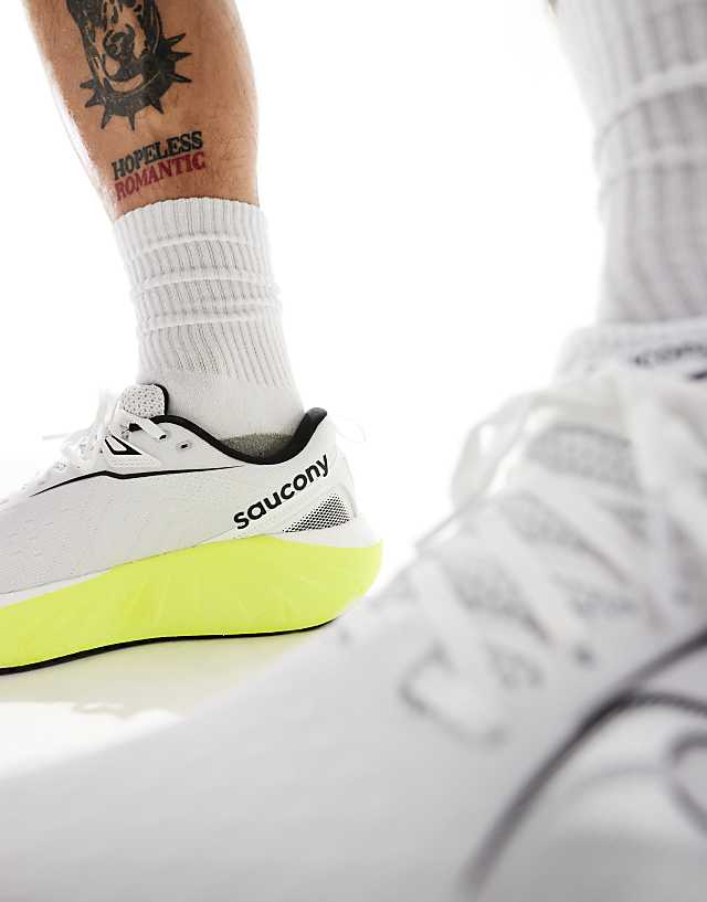 Asos Saucony Triumph 22 Running Trainers In White And Citron