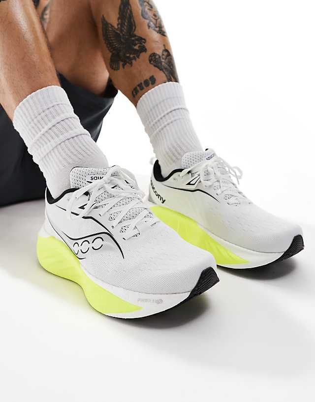 Asos Saucony Triumph 22 Running Trainers In White And Citron