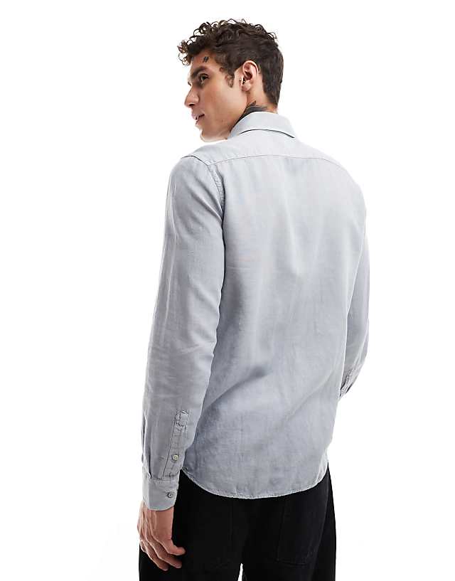 Asos Scalpers Vintage Linen Shirt In Light Burgundy