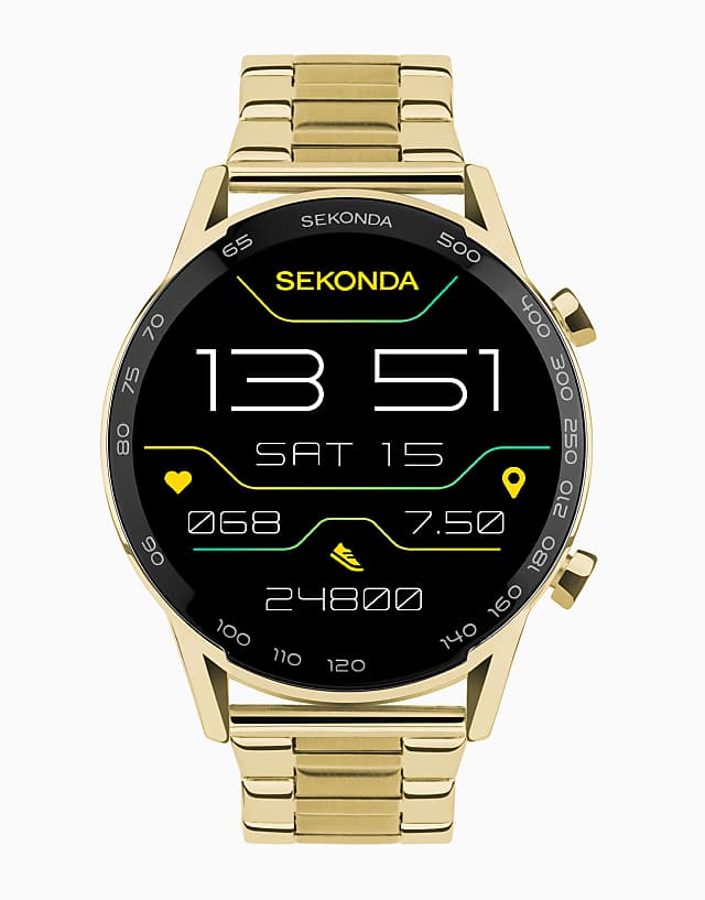 asos Sekonda Active plus mens 45mm smartwatch watch in gold