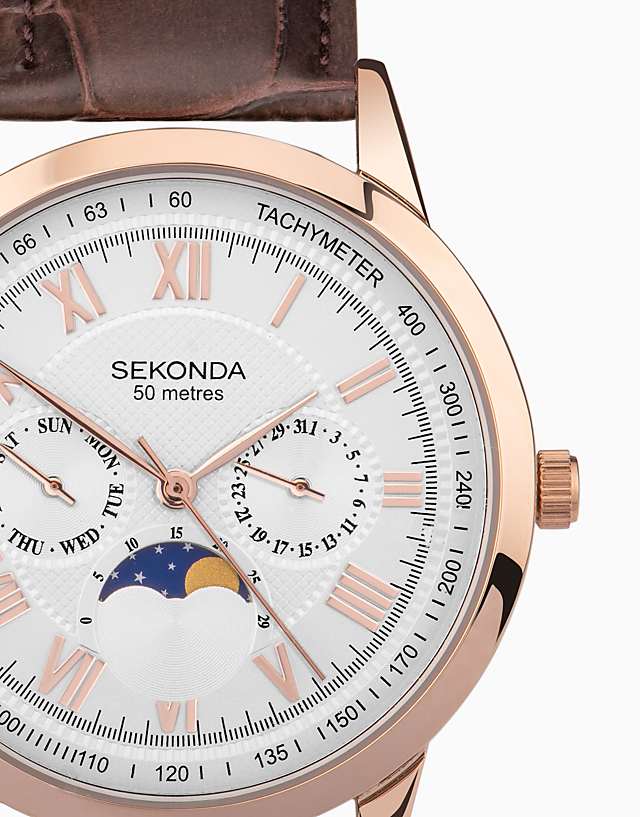 Asos Sekonda Armstrong 40mm Moon Phase Men’s Watch In Brown