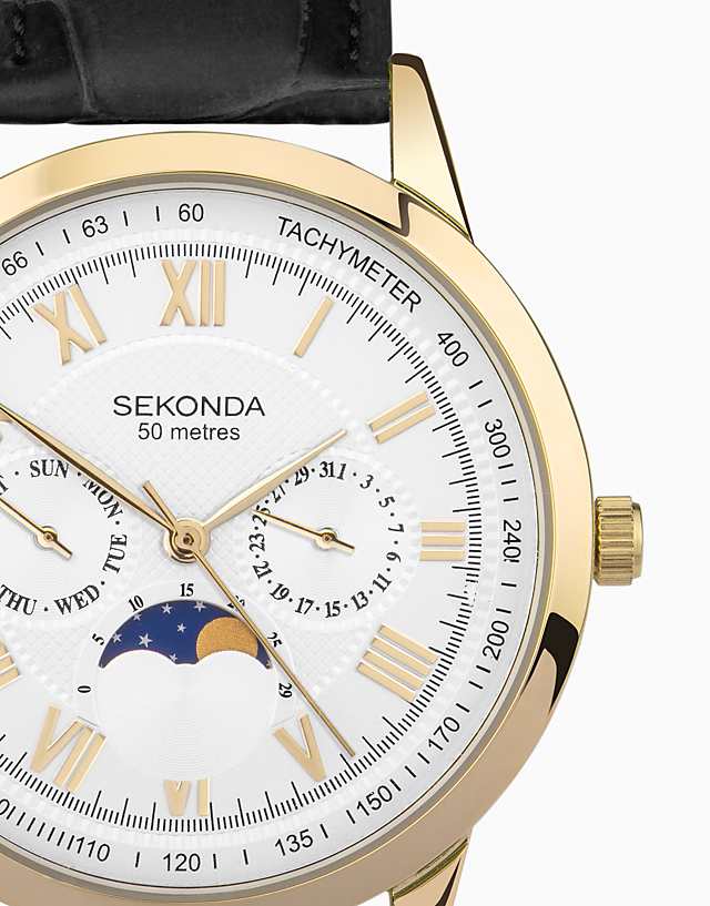 Asos Sekonda Armstrong 40mm Moon Phase Men’s Watch In Gold