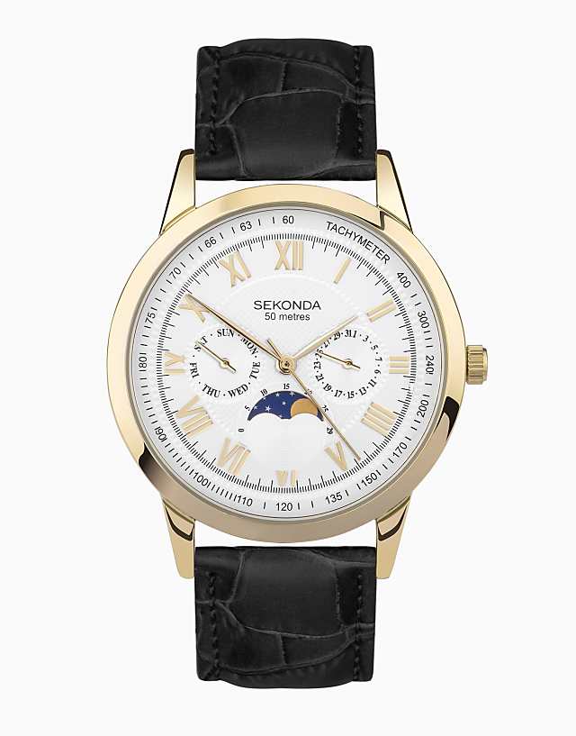 asos Sekonda Armstrong 40mm moon phase men’s watch in gold