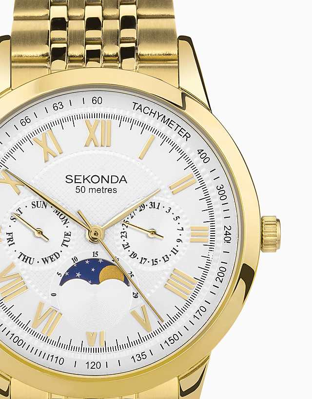 Asos Sekonda Armstrong Mens 40mm Analogue Watch In Gold