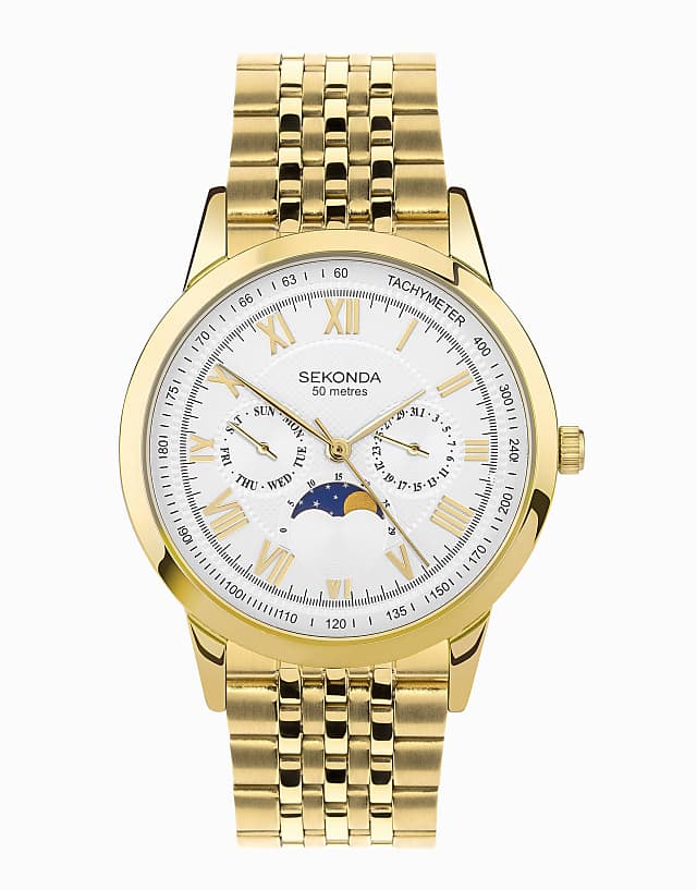 asos Sekonda Armstrong mens 40mm analogue watch in gold
