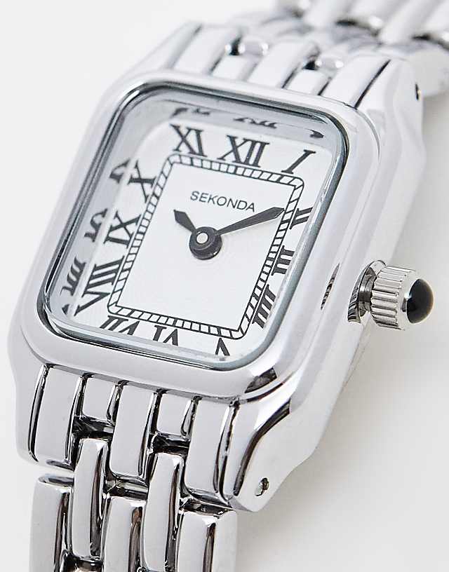 asos Sekonda bracelet watch with square white dial in silver