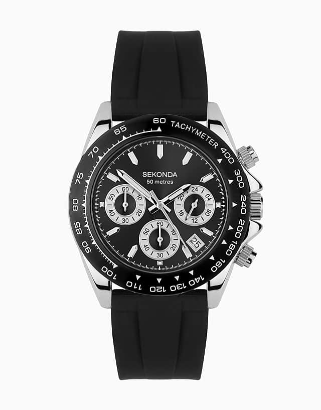 asos Sekonda Circuit mens 39mm analogue watch in black
