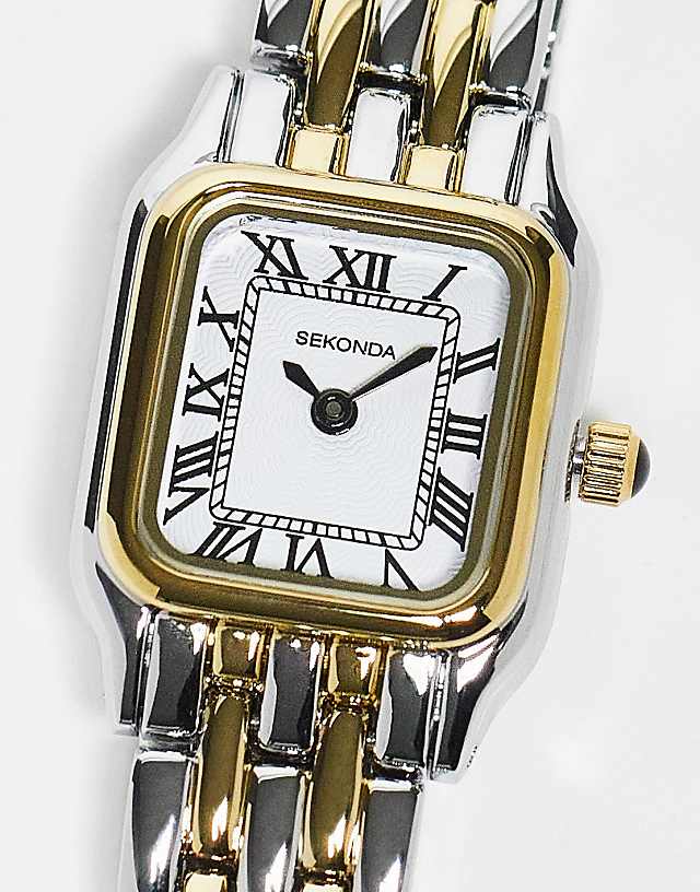 asos Sekonda classic mixed metal watch in silver/gold