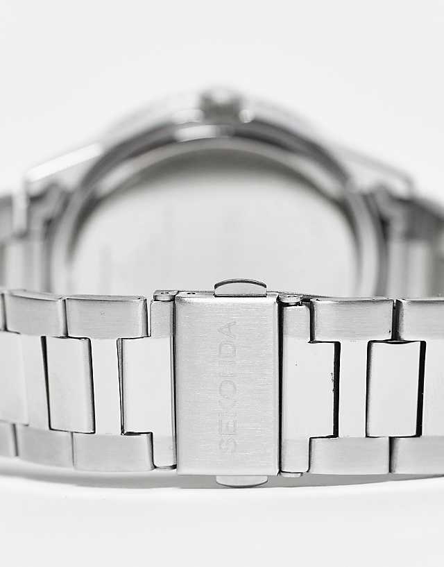 Asos Sekonda Mens Bracelet Diver Watch With Black Dial In Silver