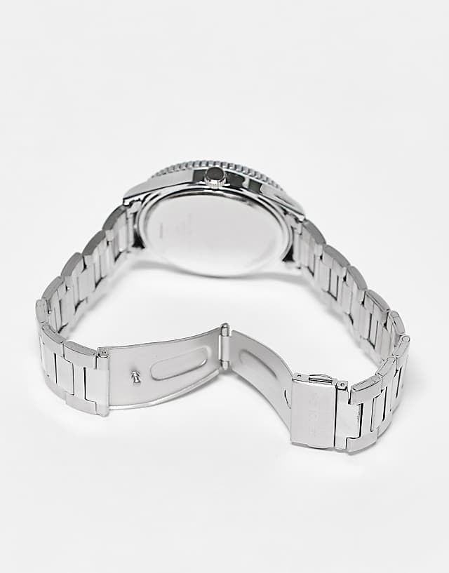 Asos Sekonda Mens Bracelet Diver Watch With Black Dial In Silver