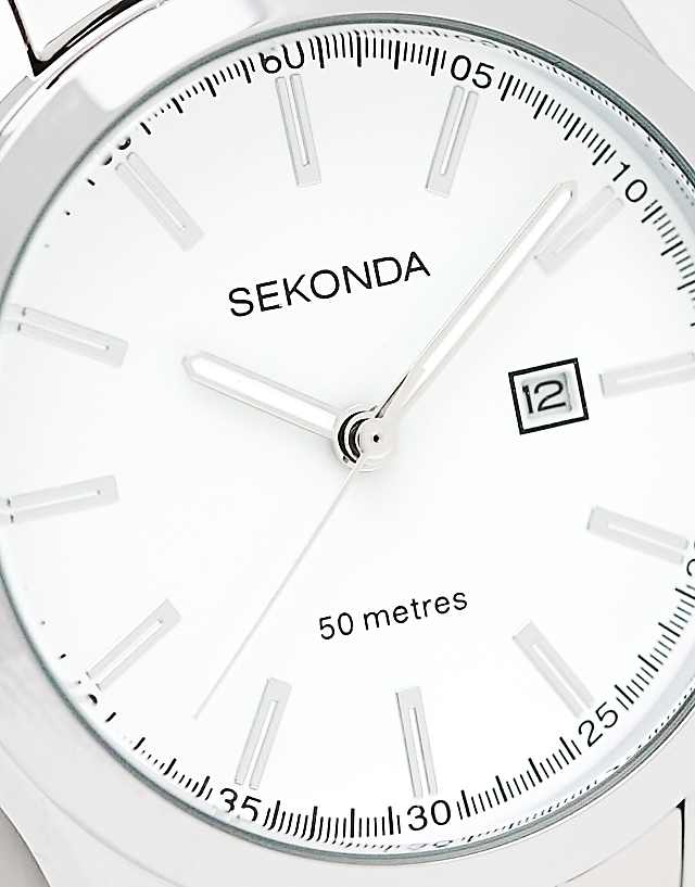 Asos Sekonda Mens Bracelet Watch With White Dial In Silver