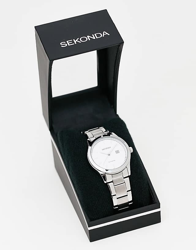Asos Sekonda Mens Bracelet Watch With White Dial In Silver