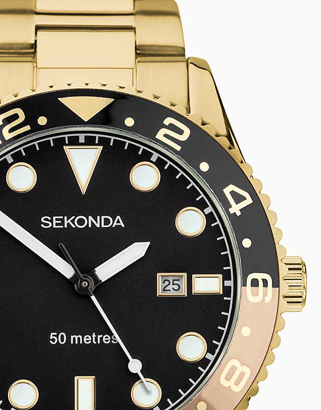 Asos Sekonda Ocean Mens 43mm Analogue Watch In Gold