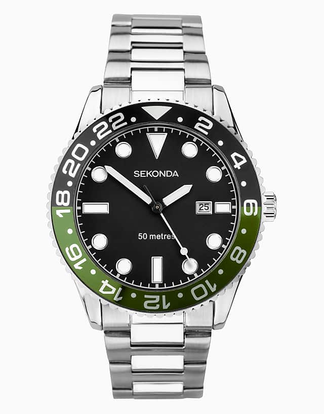 asos Sekonda Ocean mens 43mm analogue watch in silver