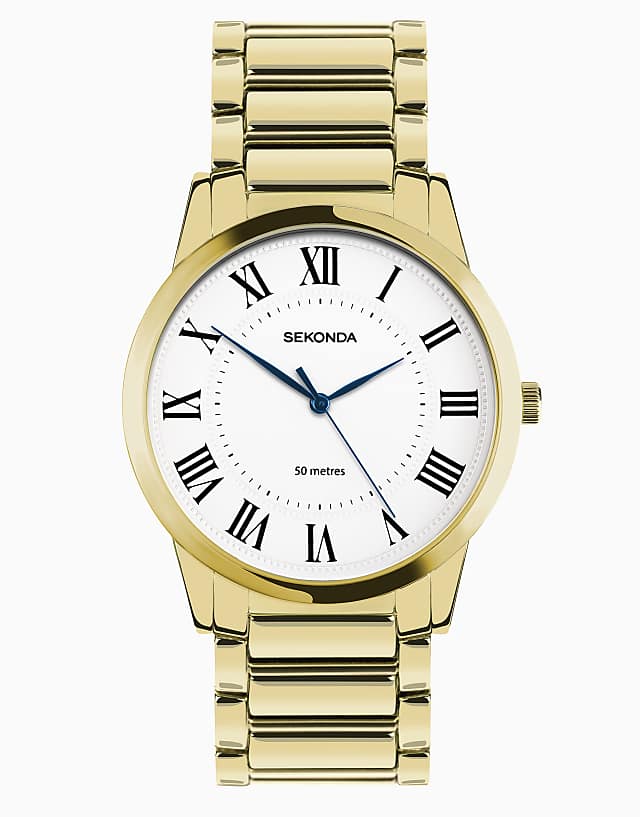asos Sekonda Sekonda beaumont 40mm round gold watch in gold
