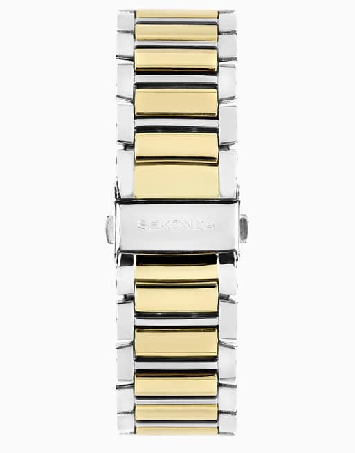 Asos Sekonda Sekonda Beaumont 40mm Round Two Tone Watch In Silver