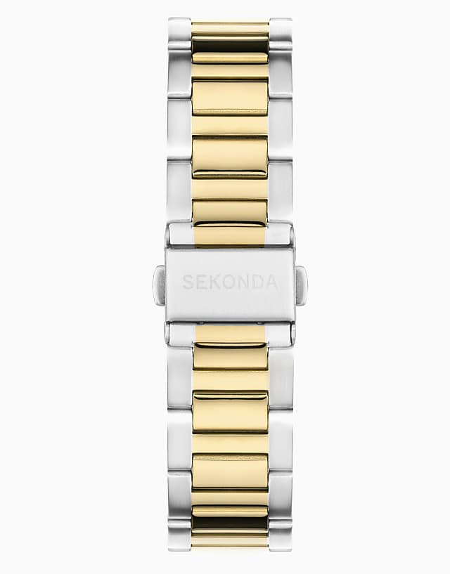 Asos Sekonda Sekonda Circuit 40mm Round Two Tone Watch In Silver