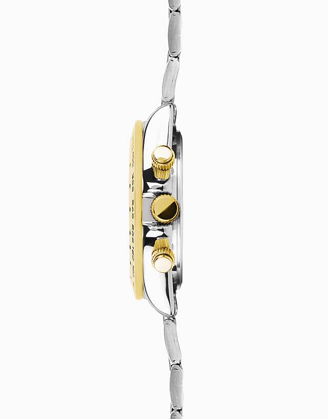 Asos Sekonda Sekonda Circuit 40mm Round Two Tone Watch In Silver