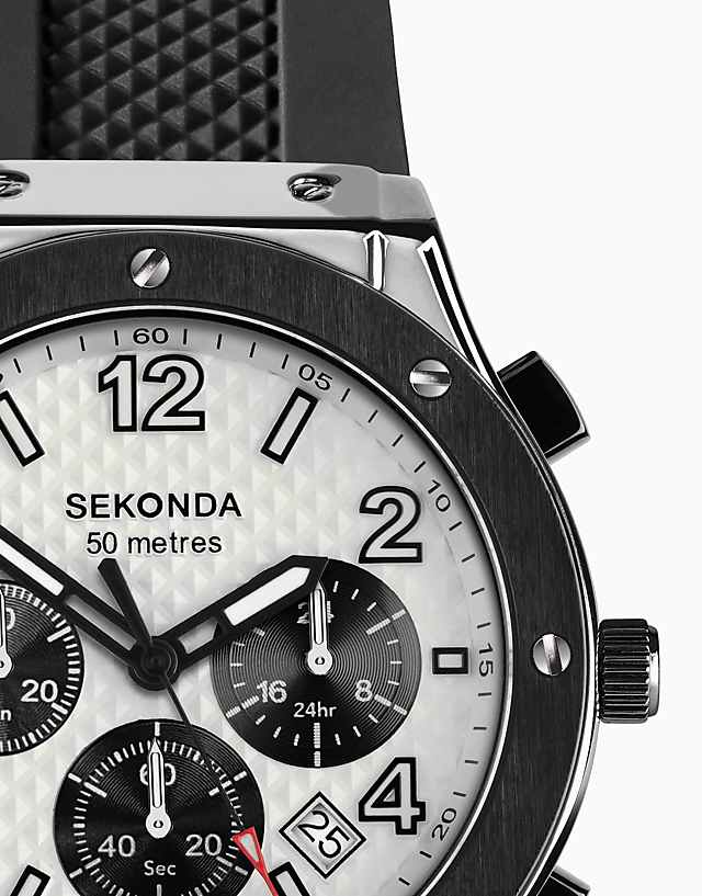 Asos Sekonda Sekonda Titan 43mm Round Silver Watch In Black