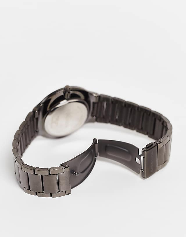 Asos Sekonda Unisex Bracelet Watch With Bronze Detail In Black