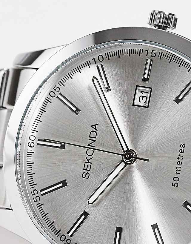 Asos Sekonda Unisex Bracelet Watch With White Dial In Silver