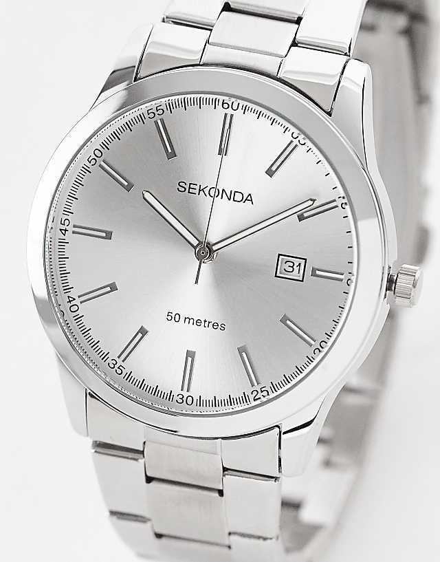 asos Sekonda unisex bracelet watch with white dial in silver