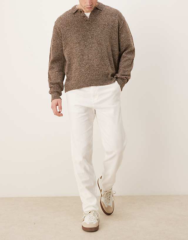 asos Selected Homme linen blend slim tapered trouser in white