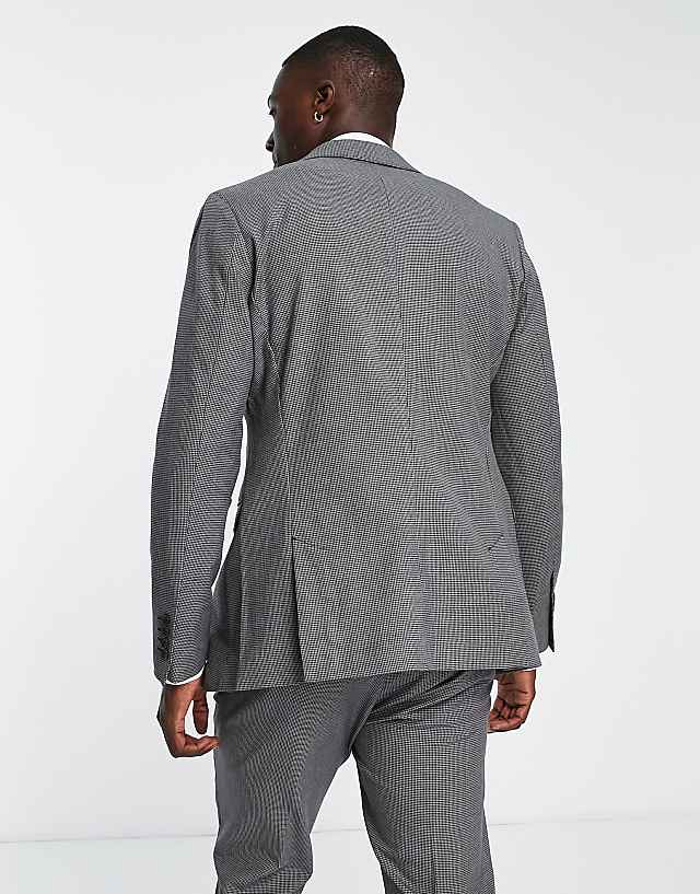 Asos Selected Homme Slim Fit Suit Jacket In Grey Houndstooth