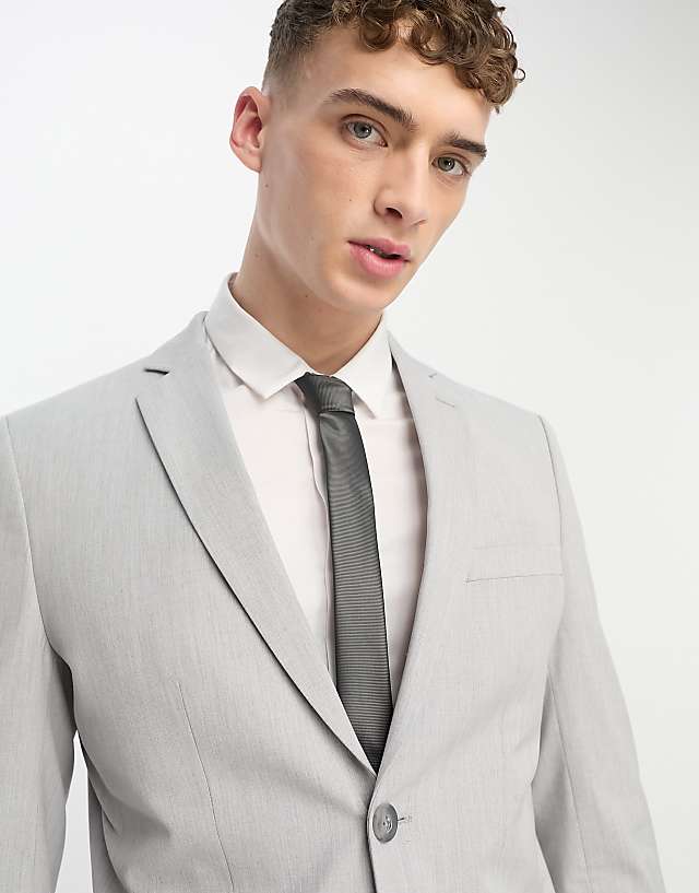 asos Selected Homme slim fit suit jacket in light grey
