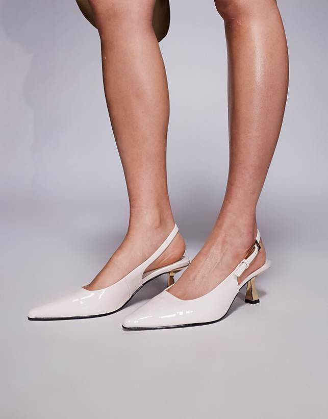 asos Simmi London June pointed slingback kitten heels in white patent