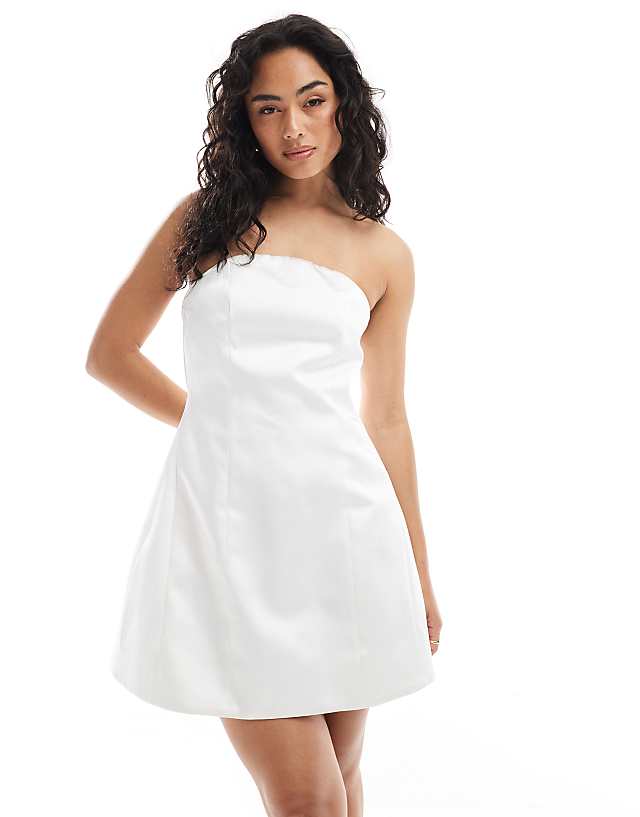 Asos Six Stories Bridal Bandeau Structured Mini Dress In Ivory
