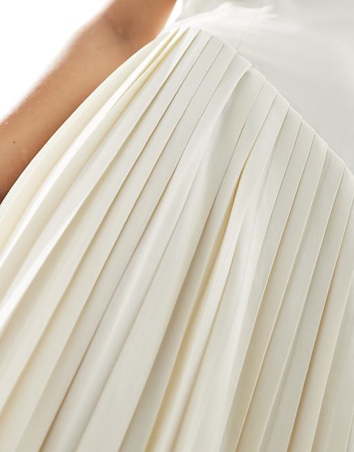 Asos Six Stories Bridal Drop Waist Asymmetric Maxi Dress In Ivory