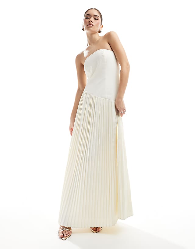 asos Six Stories Bridal drop waist asymmetric maxi dress in ivory